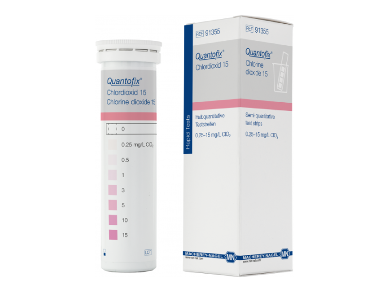Halbquantitative Teststreifen QUANTOFIX Chlordioxid 15